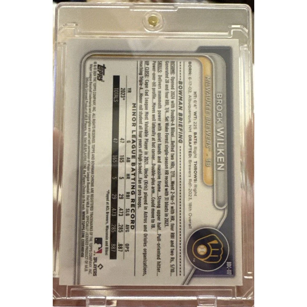 2024 Bowman Draft Brock Wilken Fuchsia Lunar 137/199 Milwaukee Brewers